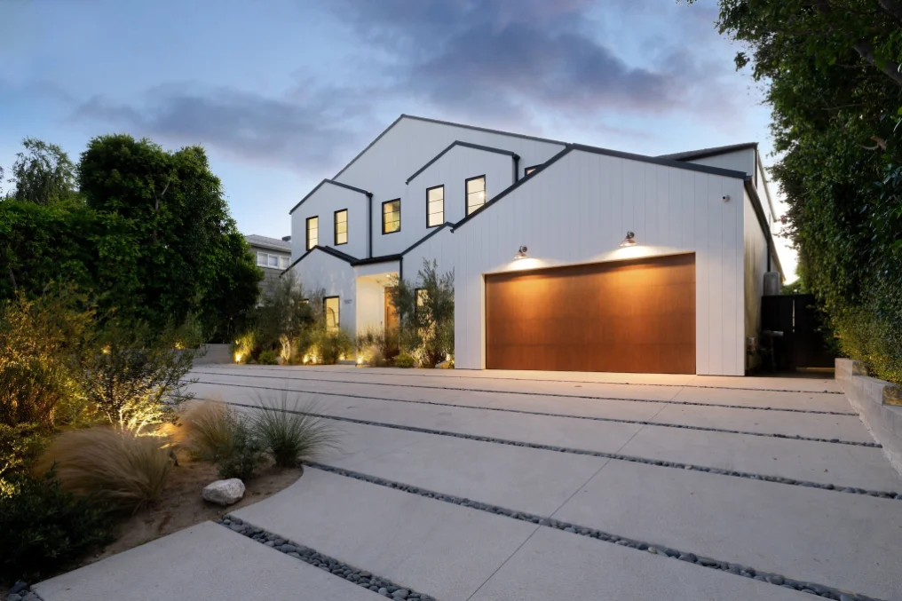 Modern Bay Area home at dusk